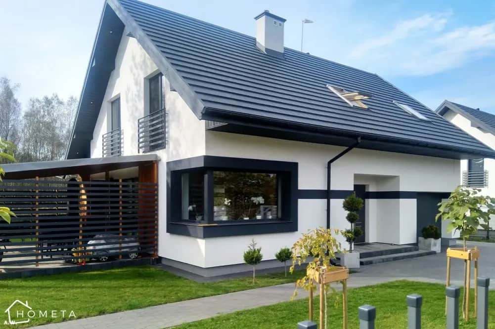 Elewacja biała z grafitem: elegancki i nowoczesny design domu